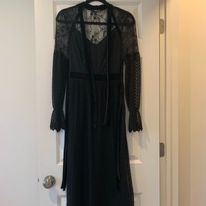 Black lace midi dress